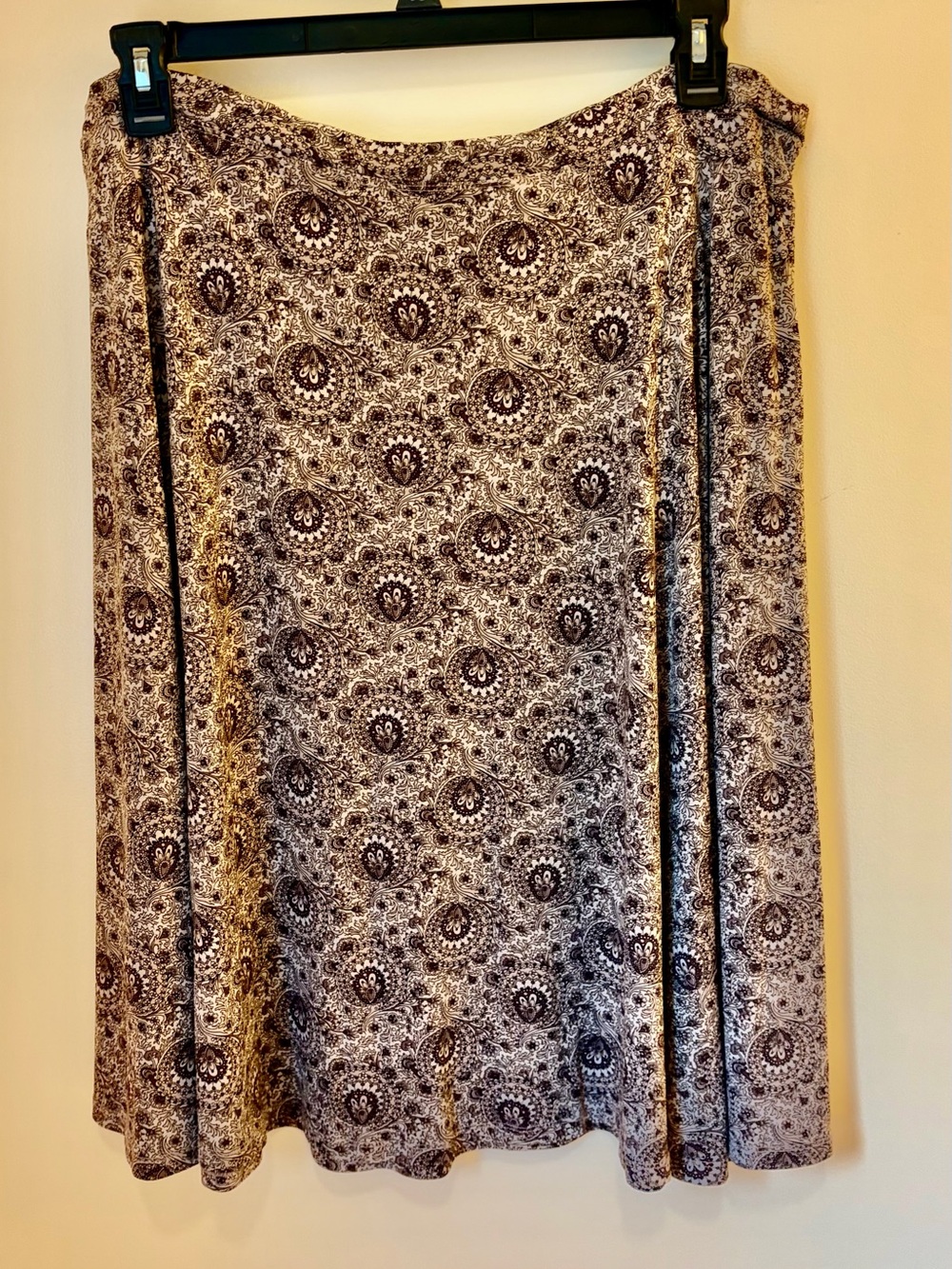 Michael Kors Brown and Cream Paisley A-Line Skirt